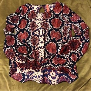 Snake print long sleeve blouse